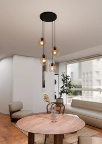 Lampadario a Sospensione ISTAR 4 PREMIUM 4xE27 in Acciaio e Vetro