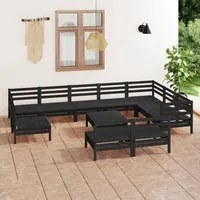 Set Salotto da Giardino 11 pz in Legno Massello di Pino Nero 3083073