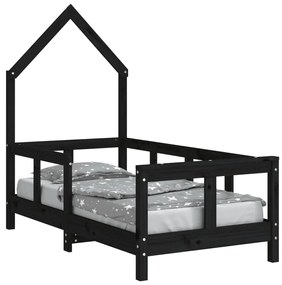 Giroletto per bambini nero 70x140 cm in legno massello di pino