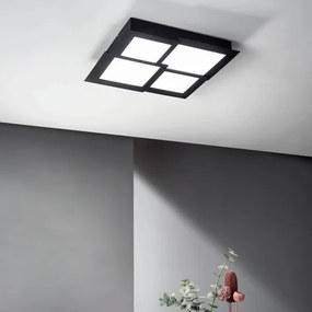 Plafoniera Led in metallo Nero e diffusore in acrilico PASSPARTOU 57x57 cm