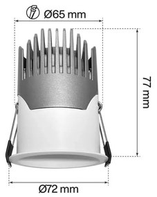 Faro LED da Incasso 10W Foro Ø65mm IP65, CCT, UGR19, Philips CertaDrive Colore Bianco Variabile CCT