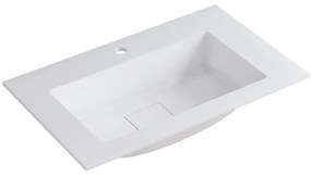 Lavabo a incasso rettangolare vasca centrale L 80.5 x H 15 x P 46 cm in resina bianco lucido