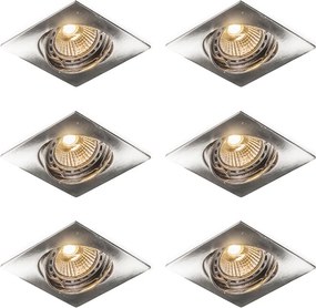 Set di 6 faretti da incasso orientabili acciaio quadrato - Edu