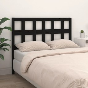Testiera Per Letto Nera 125,5x4x100cm İn Legno Massello Di Pino /