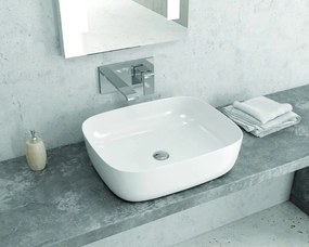Lavabo appoggio ceramica bianca slim con linee arrotondate | Litos-0014 - KAMALU