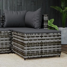 Poggiapiedi Da Giardino Con Cuscino İn Polyrattan Grigio /