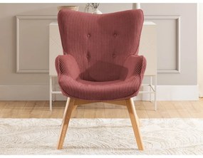 Poltrona rossa con rivestimento in velluto a coste Niko – Ropez