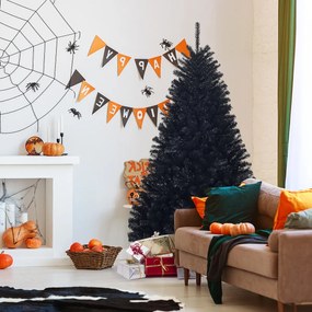 Costway Albero di Natale 180 cm, 1036 rami, Abete artificiale non illuminato con base solida di metallo, Nero