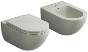 Ceramica Cielo Coppia Sanitari Sospesi Bidet E Vaso Senza Brida Con Sedile Rallentato Pomice