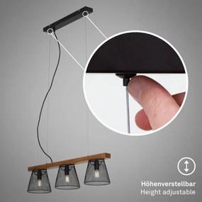 Briloner 4077-035 - Lampadario a sospensione con filo WOOD &amp; STYLE 3xE14/25W/230V