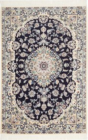 Nain Tappeto 120x80 Blu (Iran) Annodato A Mano