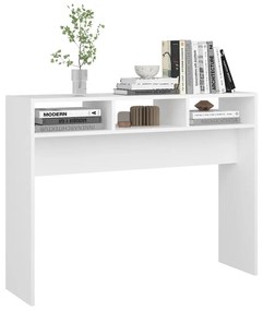 Tavolino consolle bianco 105x30x80 cm in legno multistrato