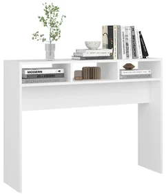Tavolino consolle bianco 105x30x80 cm in legno multistrato