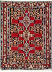 Kilim Tappeto 130x170 Rosso (Iran) Annodato A Mano