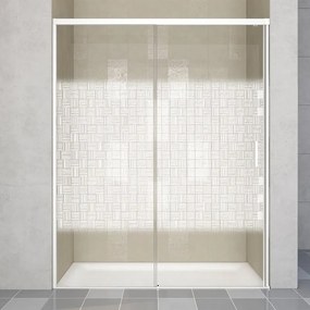 Porta doccia scorrevole L 158-159.5 cm x H 200 cm per nicchia in vetro smerigliato SP. 6 mm, profilo opaco bianco, serie Jazz