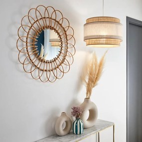 Lampadario Moderno MILO bianco paralume beige E27 Ø38cm COREP