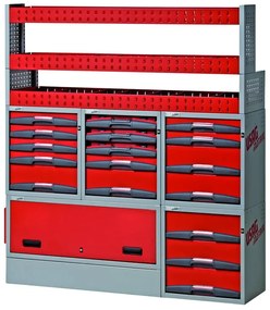 Armadietto da officina USAG Composizione per allestimento furgone in acciaio 8 cassetti 3 ripiani, L 148.5 x P 37.5 x H 168.8 cm