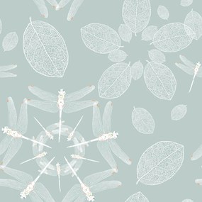 Carta da parati – Libellule blu nel cerchio Mandala