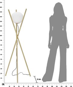 Lampada da terra bianca/dorata con paralume in vetro (altezza totale 155 cm) Glamy – Mauro Ferretti