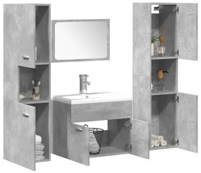 Set Mobili Da Bagno 4 Pz Grigio Cemento İn Legno Multistrato /