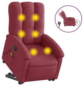Poltrona alzapersona massaggiante elettrica rosso vino tessuto