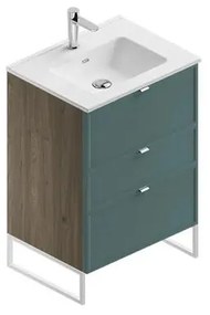 Mobile sottolavabo e lavabo Quadra per vasca centrale cotto/mirto in mdf L 60 x H 93 x P 46 cm 3 cassetti
