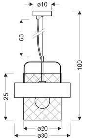 Lampada a sospensione in metallo di colore nero-rame ø 30 cm Fiba - Candellux Lighting