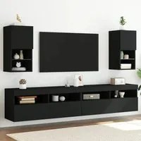 Mobili TV con Luci LED 2pz Neri 30,5x30x60 cmcod mxl 134075