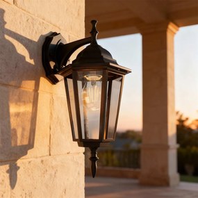 Applique Lanterna da Esterno IP54 E27 Nera - Serie TOSCA 1B