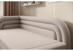 Divano beige allungabile/con contenitore con penisola a sinistra e rivestimento in velluto 223 cm Fabillo – ELTAP