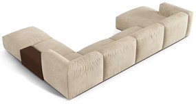 Divano angolare componibile beige (con penisola a destra/a U) con rivestimento in velluto Martina – Micadoni
