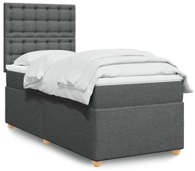 Giroletto A Molle Con Materasso Grigio Scuro 90x190 Cm Tessuto /
