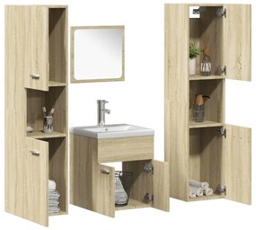 Set Mobili Da Bagno 5 Pz Rovere Sonoma İn Legno Multistrato /