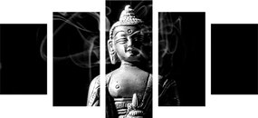 Quadri 5 pezzi – Statua del Buddha in bianco e nero