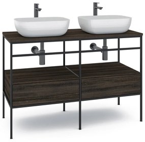 Mobile sottolavabo e lavabo Outline per doppia vasca nero L 120 x H 92 x P 45.5 cm 2 cassetti
