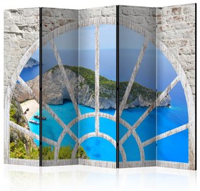 Paravento design Guardando l'Isola dei Sogni II - Vista sul mare e le rocce