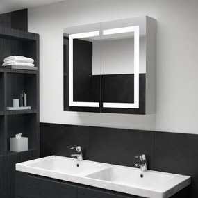 Armadietto Bagno Con Specchio E Led 80x12,2x68 Cm /