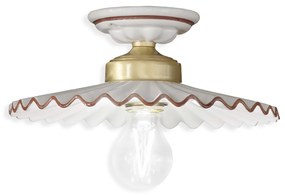 Plafoniera Classica L'Aquila Ottone E Ceramica Decorato Diam. 23Cm Luce E27