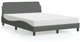 Letto Con Materasso Grigio Scuro 140x200cm Tessuto /