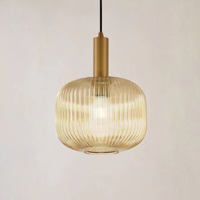 Lindby lampada a sospensione Doroteo, 25 cm, 1 anta, ambra, vetro
