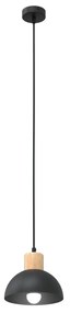 Lampada a Sospensione in Acciaio e Legno SECO 1 E27 Nero