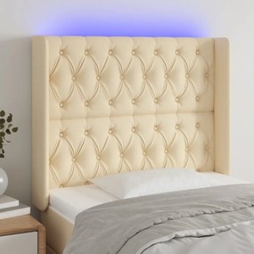 Testiera A Led Crema 93x16x118/128 Cm İn Tessuto /
