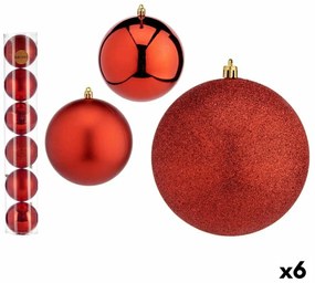 Set di palline di Natale Rosso Plastica Ø 12 cm (6 Unità)