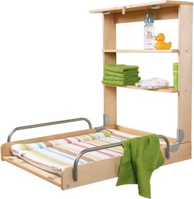 Fasciatoio a parete di colore naturale con effetto faggio Dschungelbaby – Roba