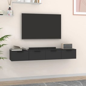 Mobili Da Parete 2 Pz Neri 68x30x20 Cm Legno Multistrato /