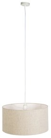 Lampada a sospensione rurale bianca con paralume in cotone grigio chiaro 50 cm - Combi