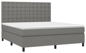 Letto a molle materasso e led grigio scuro 180x200cm in tessuto