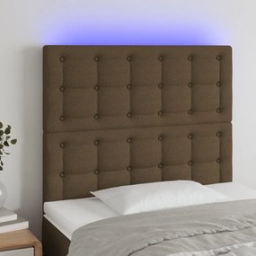 Testiera A Led Marrone Scuro 90x5x118/128 Cm İn Tessuto /
