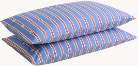 Set di 2 federe in percalle di cotone Striped Blue