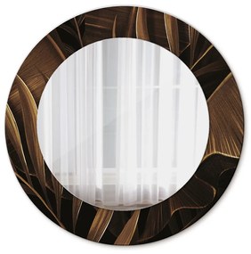 Specchio rotondo stampato Foglie di banana marrone fi 50 cm